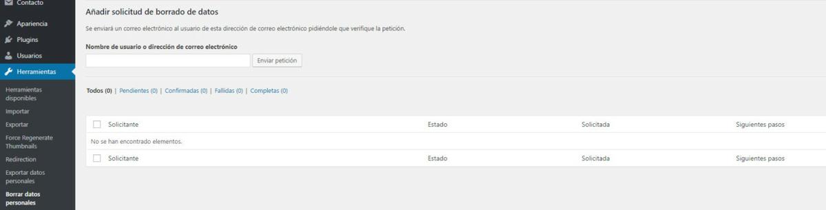 eliminar datos de usuarios en wordpress