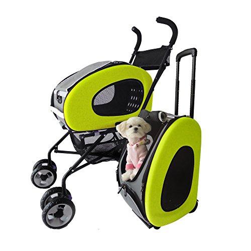 Innopet Cochecito para mascotas, IPS-020 verde, cochecito para perros, con ruedas, remolque, 5 en 1, buggy para mascota. Buggy para mascota plegable, cochecito, cochecito para perros y gatos.
