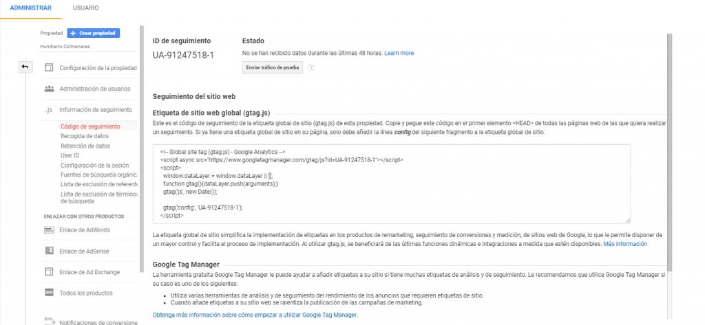 codigo de seguimiento analytics