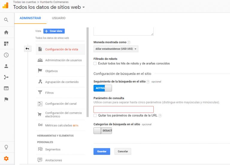 parametro de consulta analytics