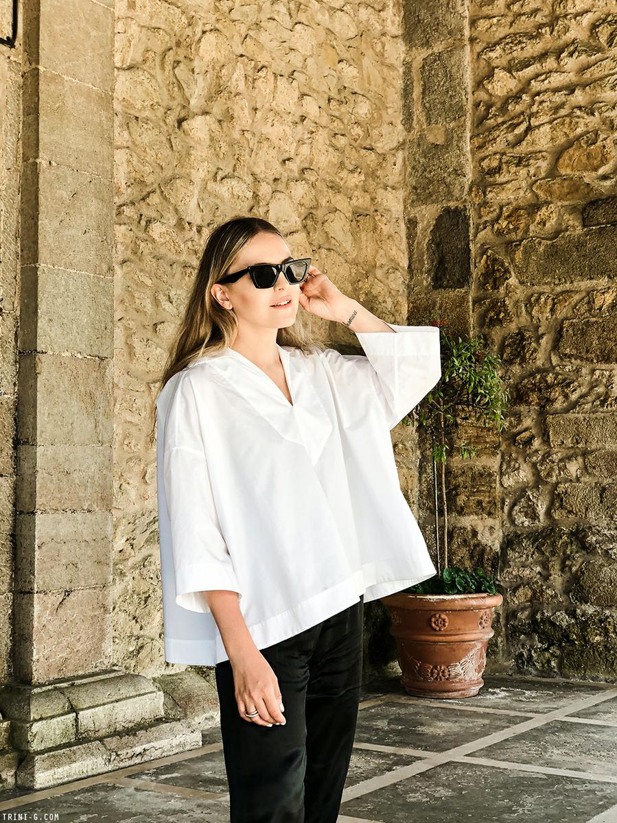 Trini |Balenciaga sailor top Hermés Oran sandals