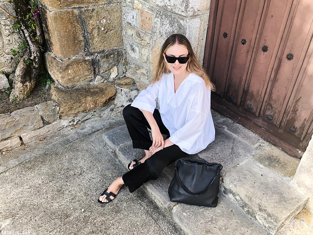 Trini |Balenciaga sailor top Hermés Oran sandals