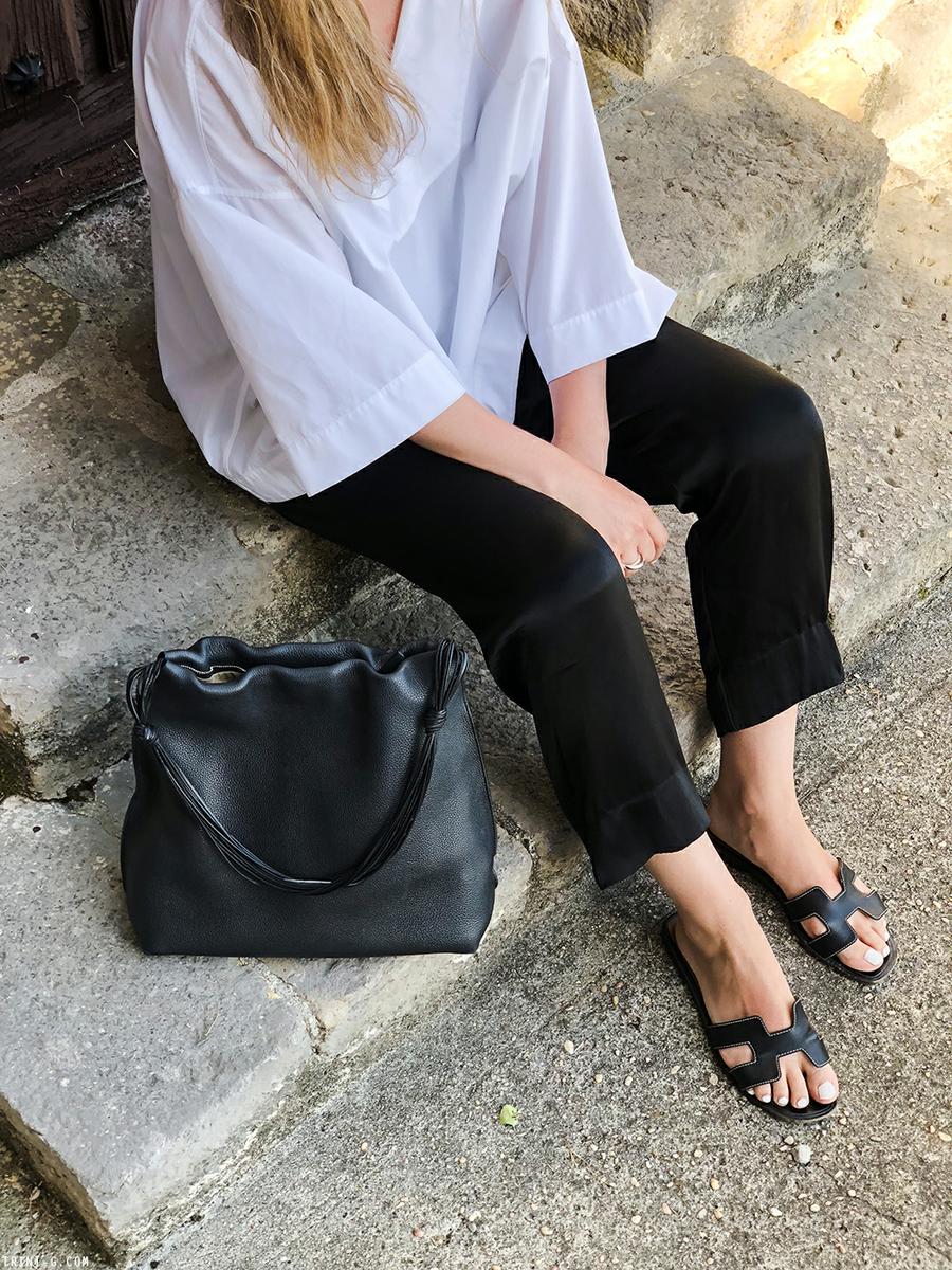 Trini |Balenciaga sailor top Hermés Oran sandals