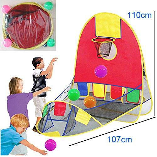 Kids/Children Waterproof Foldable Pop Up Indoor and Outdoor Large Space Basketball Hoop With 4 Balls Play tent/Play House/Toys As a Best Gift for 1-6 years old Kids/boy/girls/baby/Infant (Desin-1)