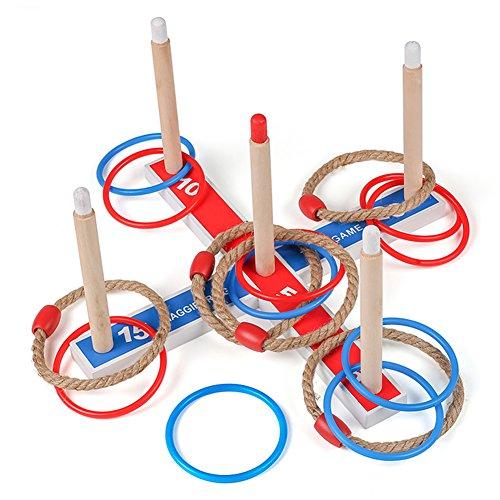Maggift Ring Toss Game for Kids with 5 Rope Rings, 10 Plastic Rings, Carrying Bag Quoits Game for Kids Adults Indoor or Outdoor Game