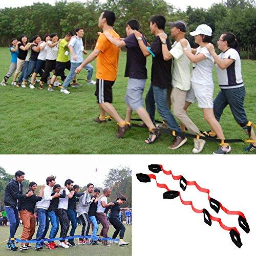Crayfomo 4 Legged Race Bands Outdoor Game for Kids Adults Birthday Team Party Games (RED)