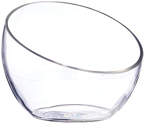 WGV Clear Slant Cut Bowl Glass Vase/Glass Terrarium, 6" x 2.7" With WGV Glass Cleaning Cloth