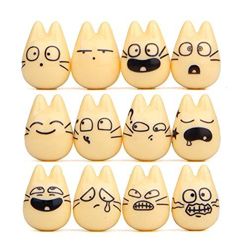 Kimkoala Miniature Emoji Figurines, 12 Pcs Resin Mini Cartoon Action Twittering Expression Figures Totoro Chibi Dolls For Fairy Gardening Micro Landscape Potted Decoration Terrarium Supplies