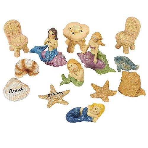 Juvale 13 Piece Garden Fairy Kit – Mermaids Miniature Resin Figurines with Accessories, Decorative Spring Flower Garden Ornaments for Outdoor, Lawn, and Home Decoration