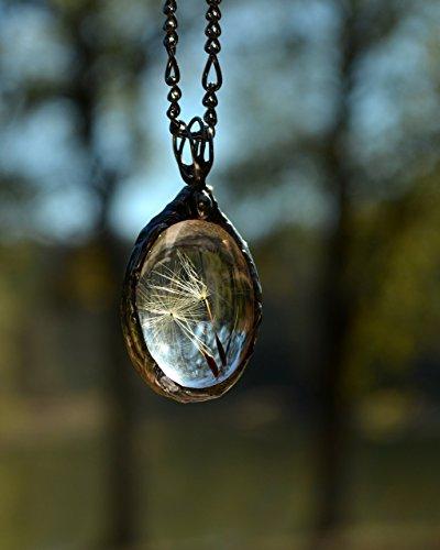 Dandelion Necklace, Handmade Terrarium Jewelry, Real Dandelion Seeds Encased in Glass, Terrarium Pendant, Make a Wish (2248)