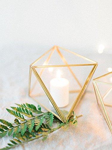 Bellas Garden Mini Gold Geometric Class Terrarium Jewelry Display Device Ring box Brass Home Decor Container (Small)