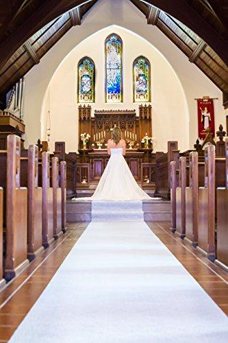 Wedding Aisle Runner White Scroll Print Indoor Outdoor 100 Foot Roll with Pull Cord