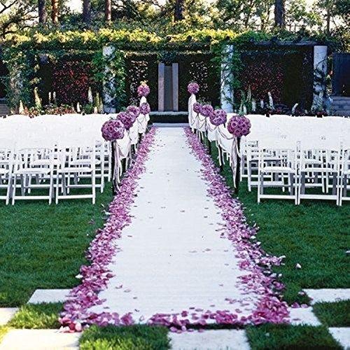 TRLYC 48Inch by 15FT Wedding Sequin Aisle Runner Marriage Ceremony White Bridal Carpet Indoor Outdoor