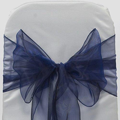 mds Pack of 10 Organza Chair Sashes/Bows sash for Wedding or Events Banquet Decor Chair bow sash -Navy blue
