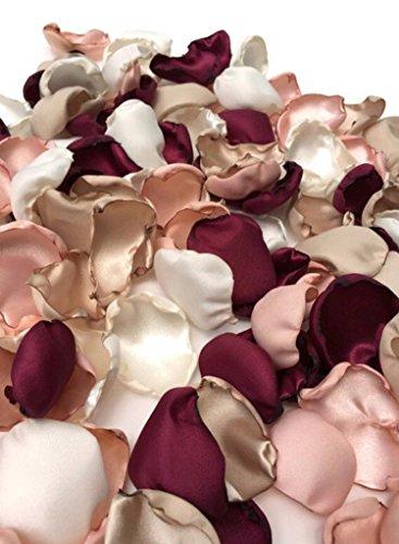 Maroon blush pink ivory and champagne mix of 200 flower petals wedding decor rose petals artificial flower petals