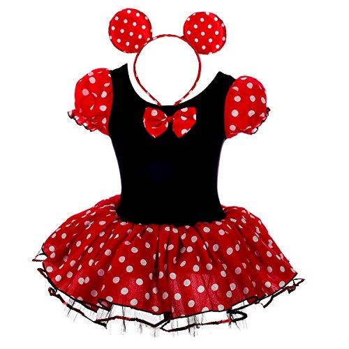 Dressy Daisy Baby-Girls Minnie Mouse Fancy Dresses Dance Costume with Headband Size 12-24 Months Red & Black