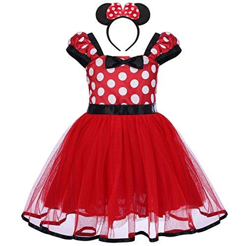 OBEEII Minnie Costume Baby Girl Tutu Dress Mouse Ear Headband Polka Dot First Birthday Halloween Fancy Dress Up Princess Outfits 80