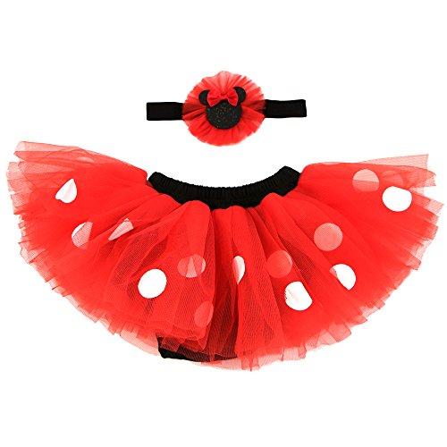 Disney Baby Minnie Mouse Dress Up Headband and Tutu Set, red, black, 0-12M