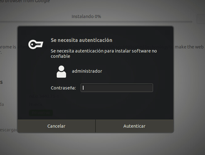 instalar chrome en ubuntu autenticar
