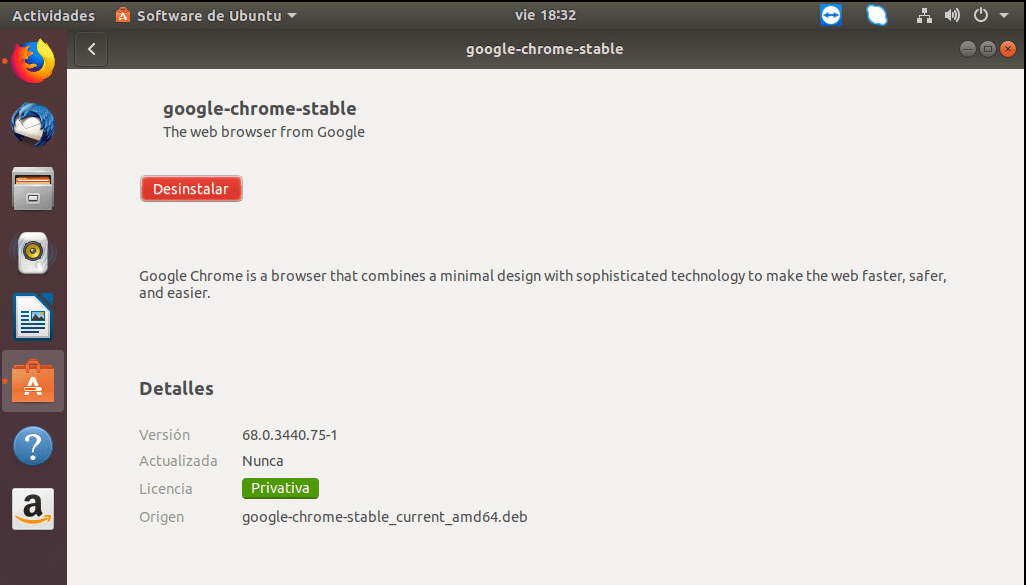 instalar chrome en ubuntu instalado