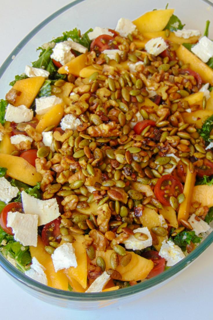 Ensalada de quinoa con melocoton y queso fresco paso a paso
