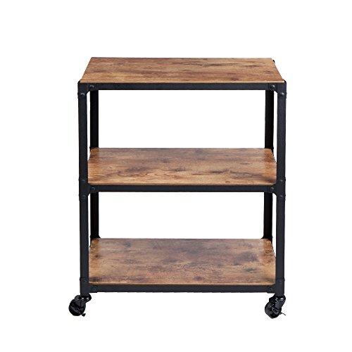 Mind Reader Charm 3 Tier Wood Metal All Purpose Utility/Bar Cart, Black with Brown