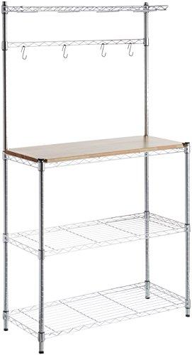 AmazonBasics Bakers Rack, Wood/Chrome
