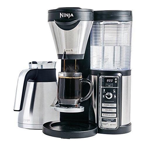 Ninja Coffee Maker for Hot/Iced Coffee with 4 Brew Sizes, Programmable Auto-iQ, Milk Frother, 43oz Stainless Carafe, Tumbler and 100 Recipes (CF085Z)