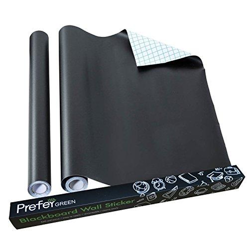 Prefer Green Premium Extra Large Chalkboard Decal Wall Sticker with 5 Colored Chalk - Blackboard Contact Paper Vinyl Measures 17.5" X 78.7" - Black