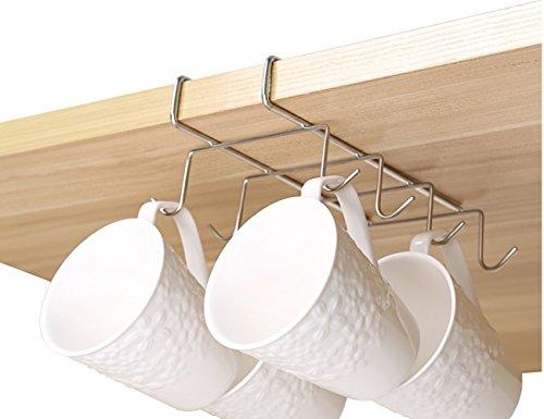 Bafvt Coffee Mug Holder - 304 Stainless Steel 8 Hooks Cup Rack Under Shelf, Fit for the Cabinet 0.8" or Less