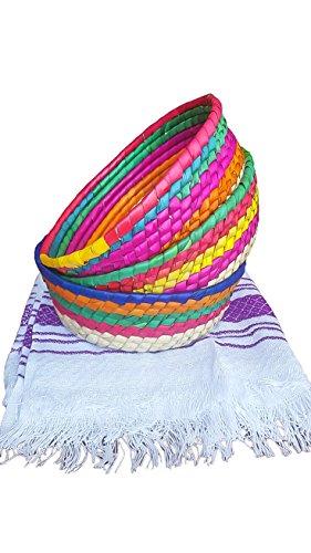 3Pack Handwoven Mexican baskets ideal for tortillas, snacks, pancakes, nachos & more. Great for a theme party, gift, home & kitchen - Tortillero para fiesta - Unique pieces of Art.