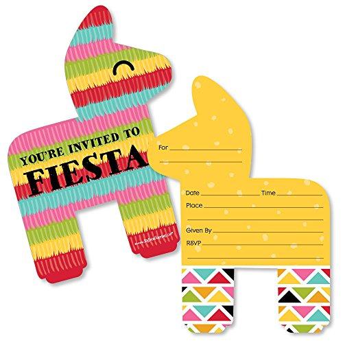 Big Dot of Happiness Lets Fiesta - Shaped Fill-In Invitations - Mexican Fiesta Invitation Cards with Envelopes - Set of 12