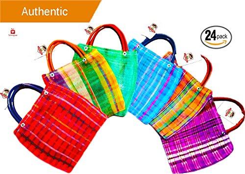 Alondras Imports️ New (TM) Uniquely Designed, Mini Mexican Tote Favor Bags (Mexican Candy Bags - Mexican Mercado Bags - Mexican Mesh Bags - Bolsas Para Fiestas) 10 x 7 - Multi-Colored (24 Pack)