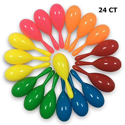 GuassLee 24PCS Neon Maracas Shakers Mini 6 Colors Noisemakers for Mexican Cinco de Mayo Fiestas Centerpiece Decoration or Party Favors