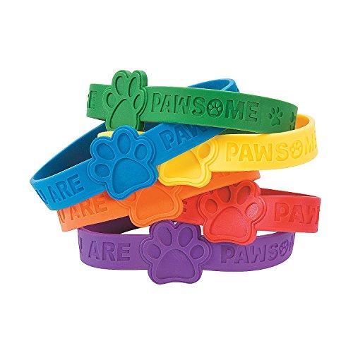 Paw Print Rubber Bracelets - Pack of 24
