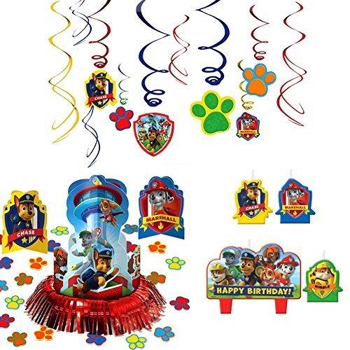 Amscan Paw Patrol Party Supplies Pack Decorations - Candle Set, Hanging Cutouts, and Table Decorating Kit