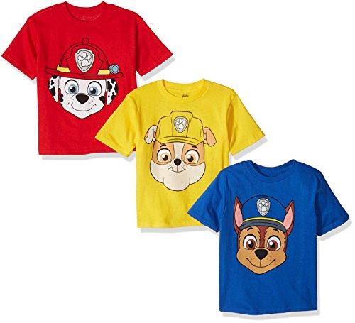 Nickelodeon Boys Toddler Paw Patrol Pack of Three T-Shirts, Royal/Red/Yellow, 5T