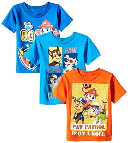Paw Patrol Toddler Boys 3-Pack T-Shirt Shirts, Multi Colored, 3T
