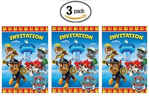 Paw Patrol 8ct Party Invitations - 3 Pack (Three Pack)