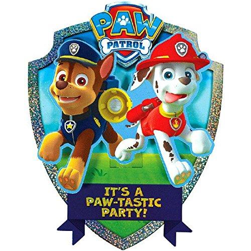 Amscan Paw Patrol Chase and Marshalls Paw-Tastic Deluxe Jumbo Postcard Party Invitation, Paper , 8" x 6", Pack of 8
