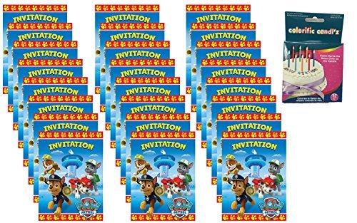 Paw Patrol Party Invitations (24 Pack) Bonus: Birthday Candles
