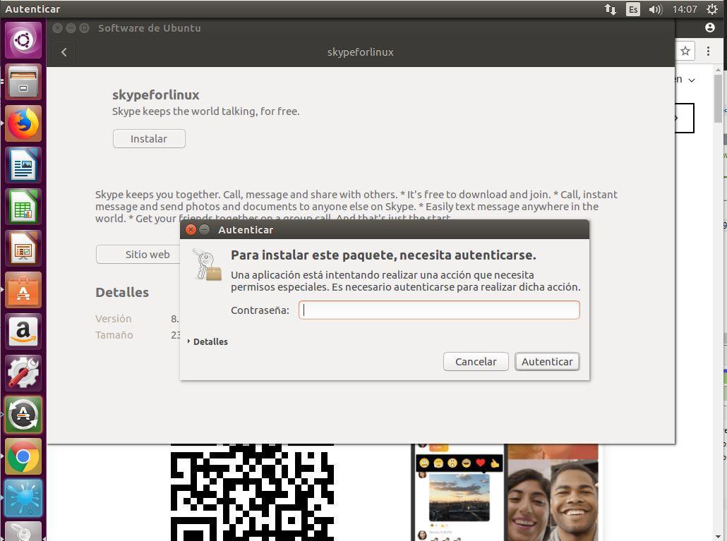 INSTALAR SKYPE EN UBUNTU DESKTOP 16.04 LTS autenticar