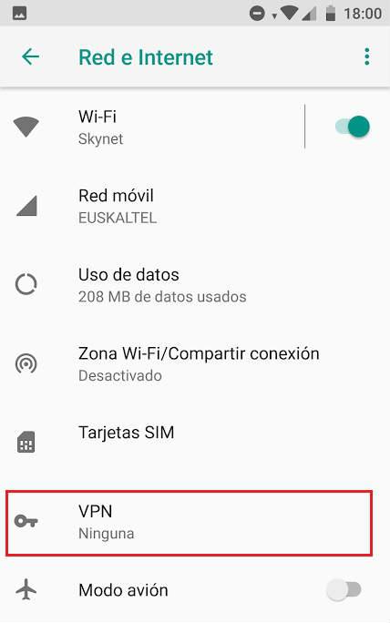 como eliminar cualquier configuración VPN del teléfono