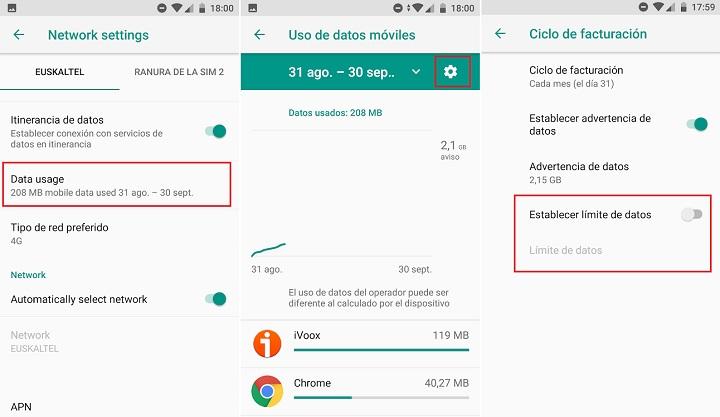 cómo quitar el bloqueo manual por consumo o límite de datos usados