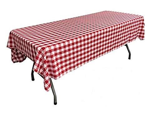 Pack of 6 Plastic Red and White Checkered Tablecloths - 6 Pack - Picnic Table Covers by Oojami