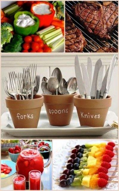 comida y bebida para una fiesta parrillada