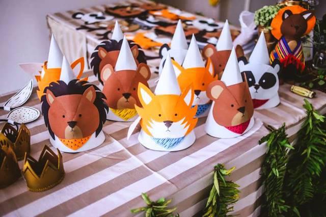 juegos gorros de animales de la selva