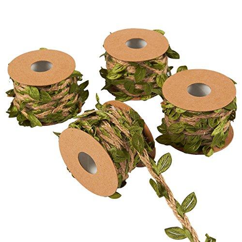 Leaf Garland - 4-Roll Wall Hanging Artificial Burlap Vine Plants Greenery for Wedding, Home, Jungle Garden Party Decorations, 5M or 16.4 Feet Each