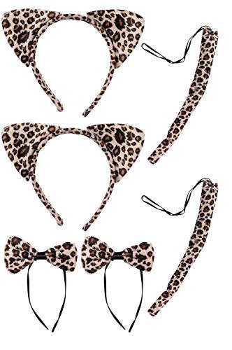 Halloween Leopard Costume - 2-Set Leopard Ears Headband Tail and Bow Tie, Animal Cosplay Kit