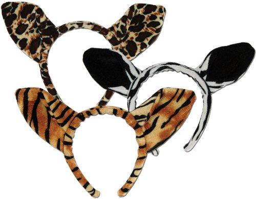 Soft-Touch Animal Print Ears (asstd leopard, tiger, zebra) Party Accessory (1 count) (1/Pkg)